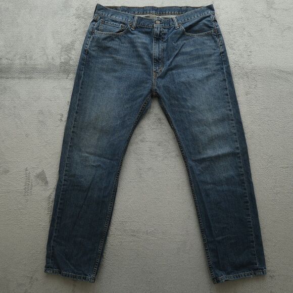 Levi's 505 Jeans Mens Size 38x32 Blue Regular Straight Rigid Denim Pants Stained - Picture 9 of 16
